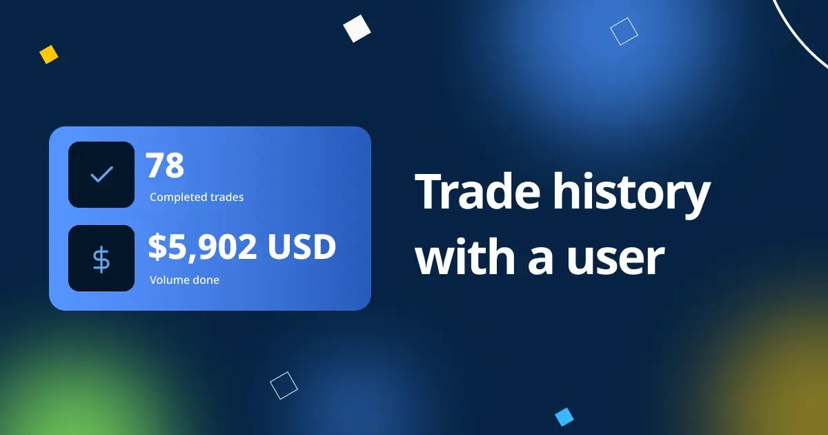 Dedicated trade history page with a user
