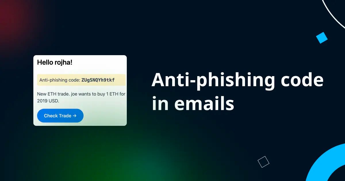 Anti-phishing code in emails